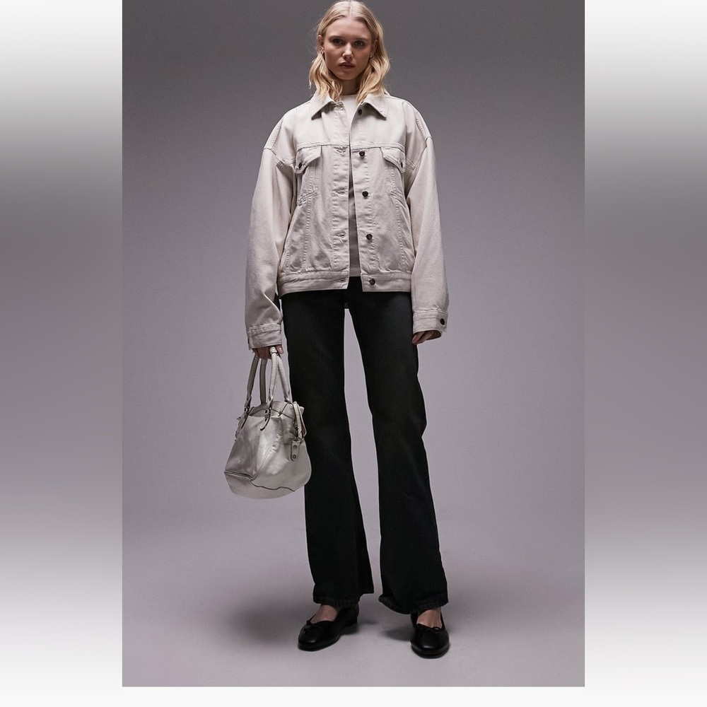 Topshop Balloon Sleeve Oversized Denim Jacket